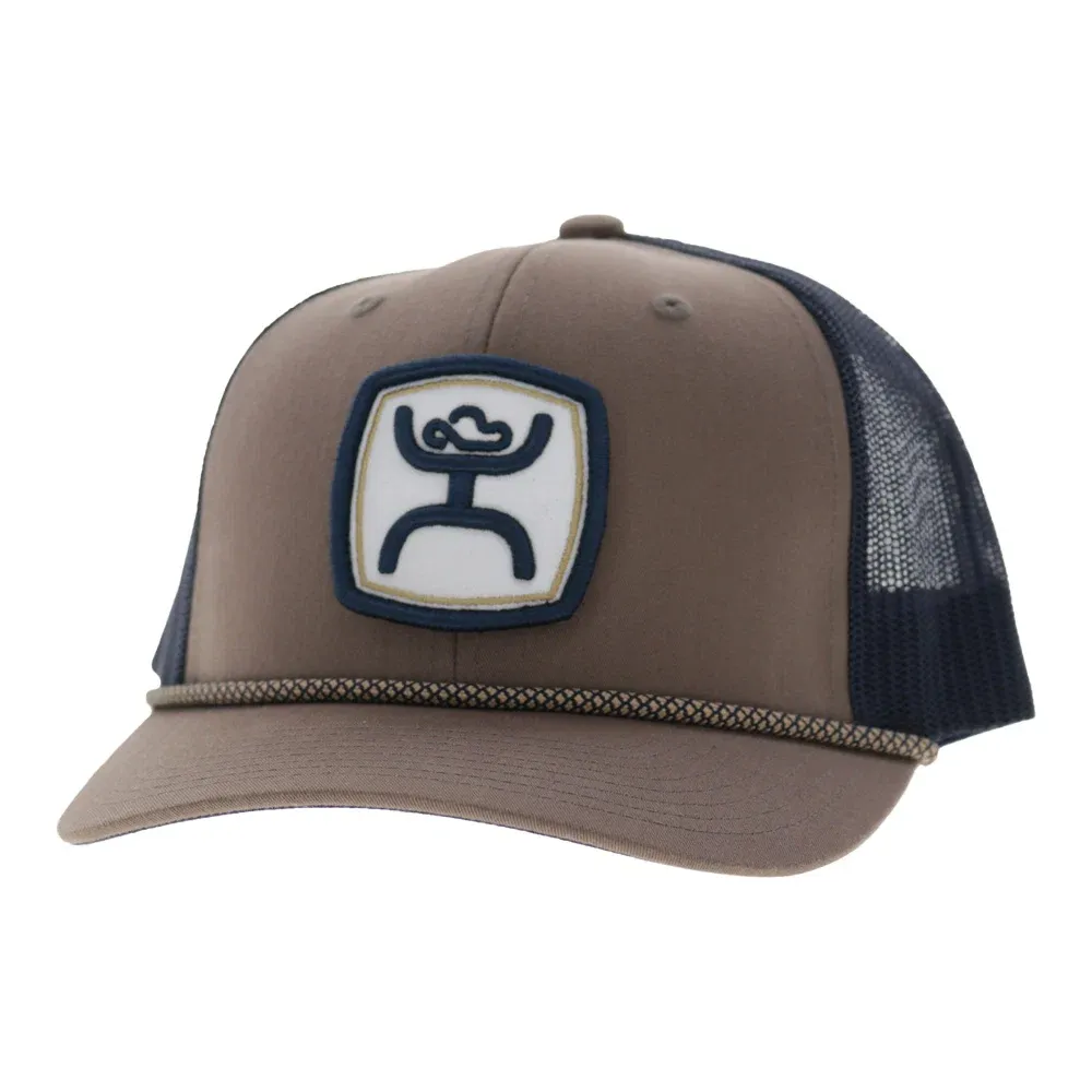 Zenith 6-Panel Trucker Snapback Hat Tan/Navy