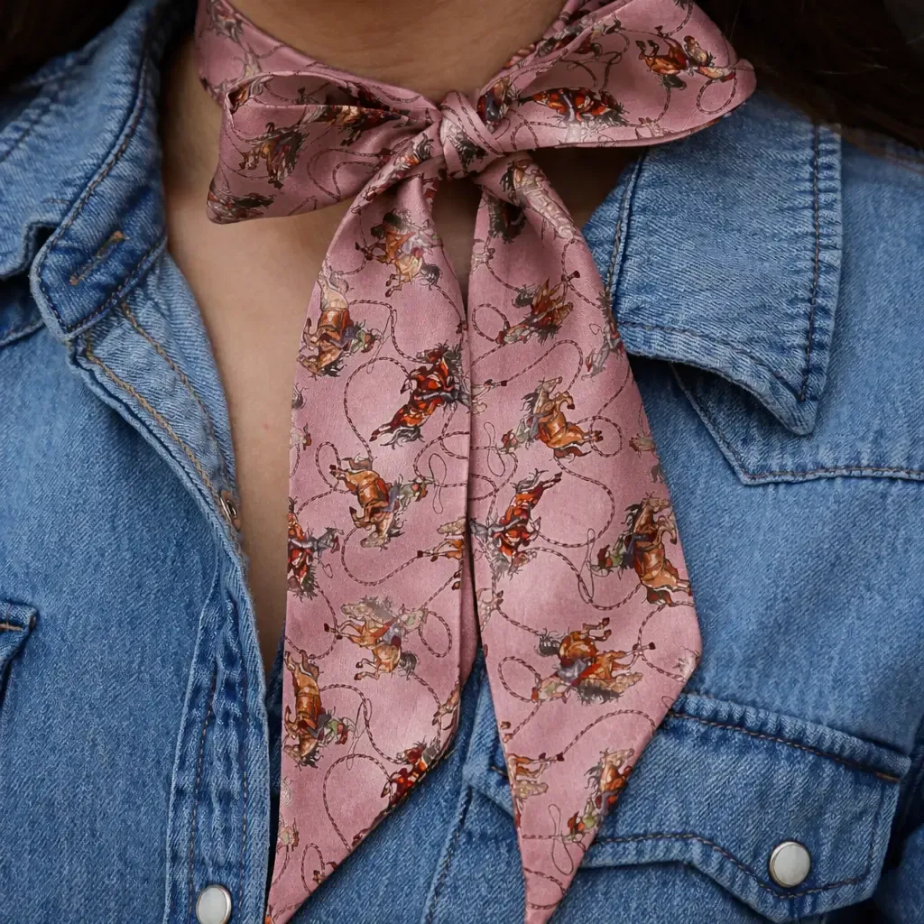 Muted Rose Pink Cowgirl Silk Twilly-