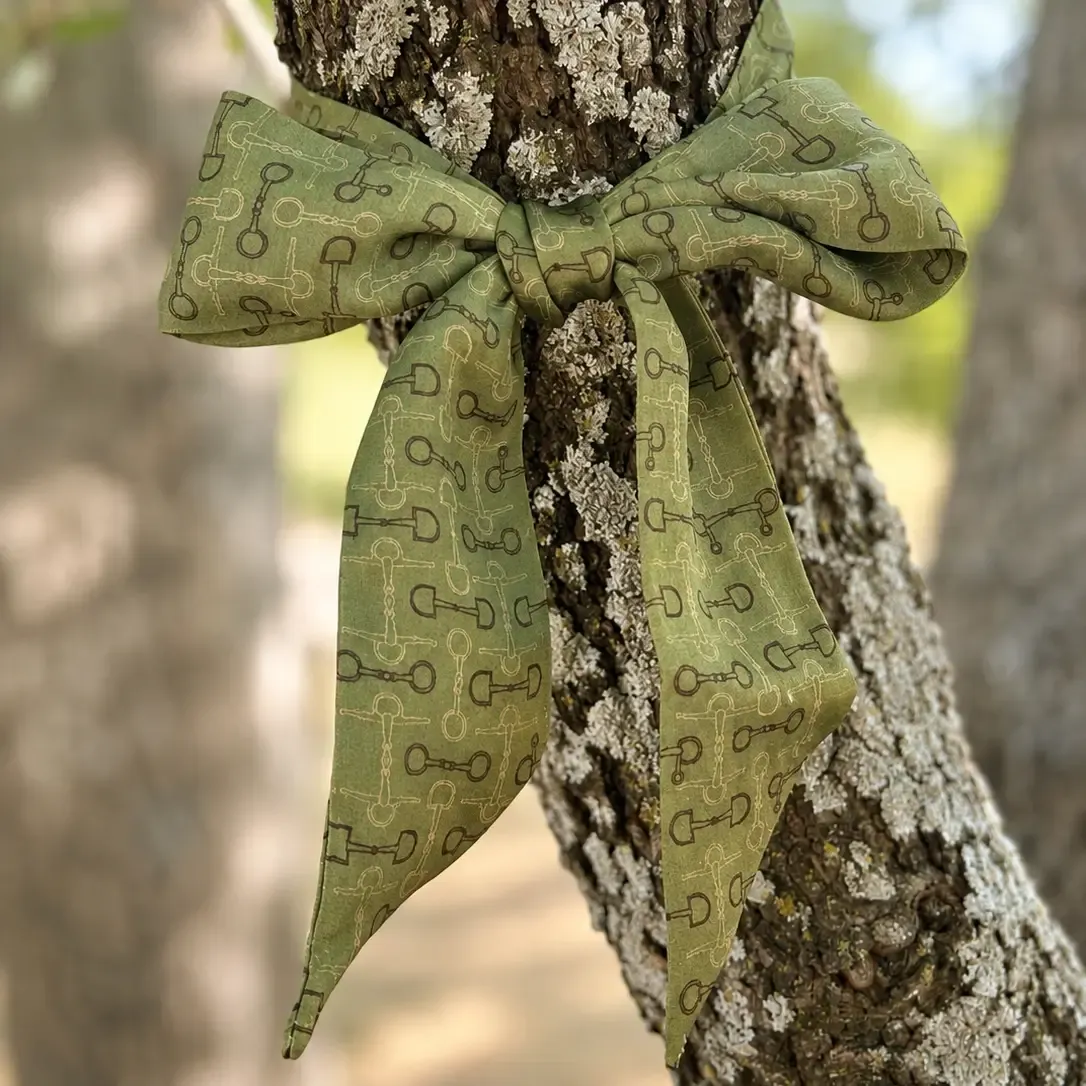 Olive Green Equestrian Bit Silk Twilly