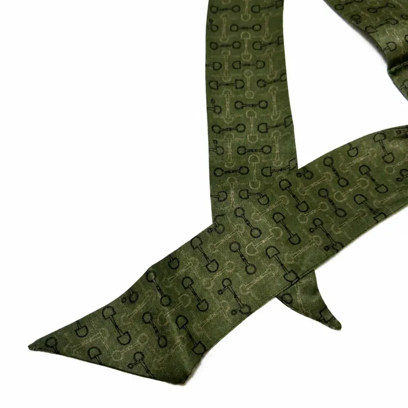 Olive Green Equestrian Bit Silk Twilly