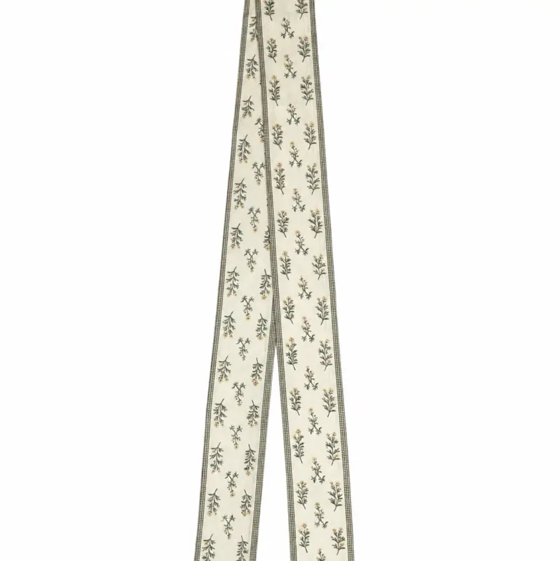 Sage Gingham &amp; Wildflower Silk Twilly