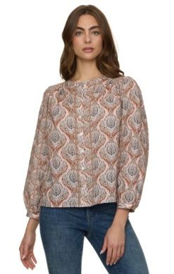 CAMILLA LS PRINTED TEXTURED BLOUSE