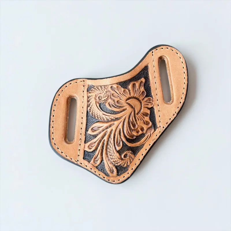 Floral tooled leather knife sheath
