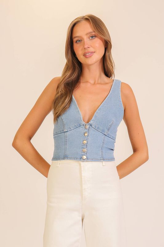 Rodeo Romance Denim Corset Vest