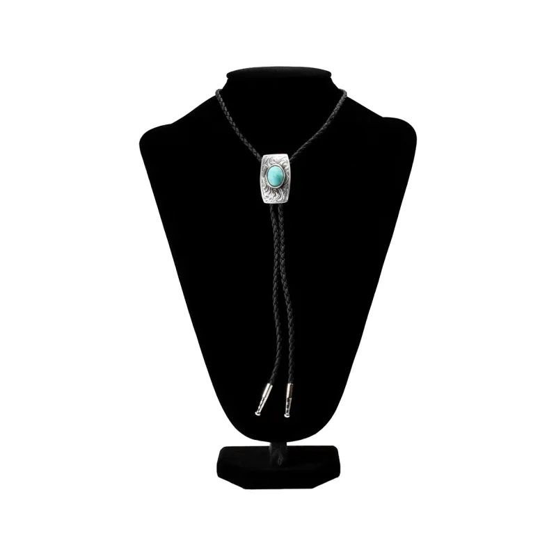 Double S Bolo Tie Scroll Turquoise