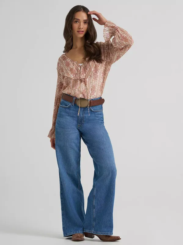 Women's Puff Sleeve Ruffled Blouse