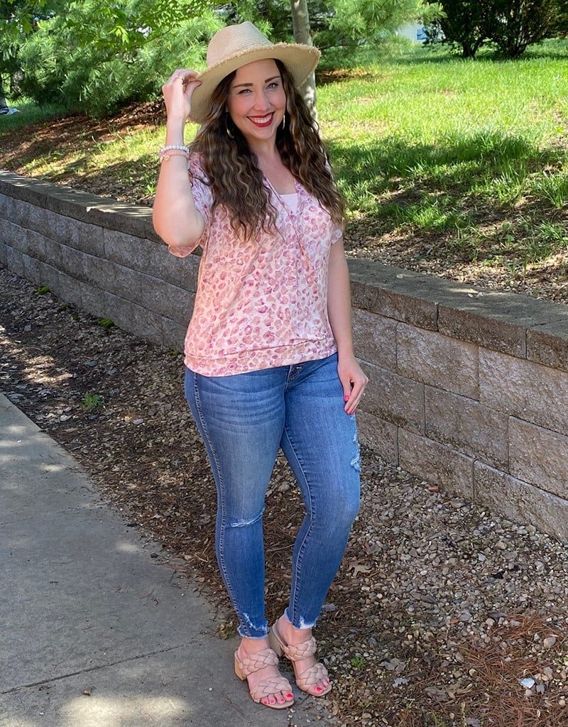 Berry Leopard Print Wrap Top