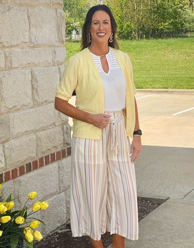 Stripe Wide Leg Tie Waist Pants