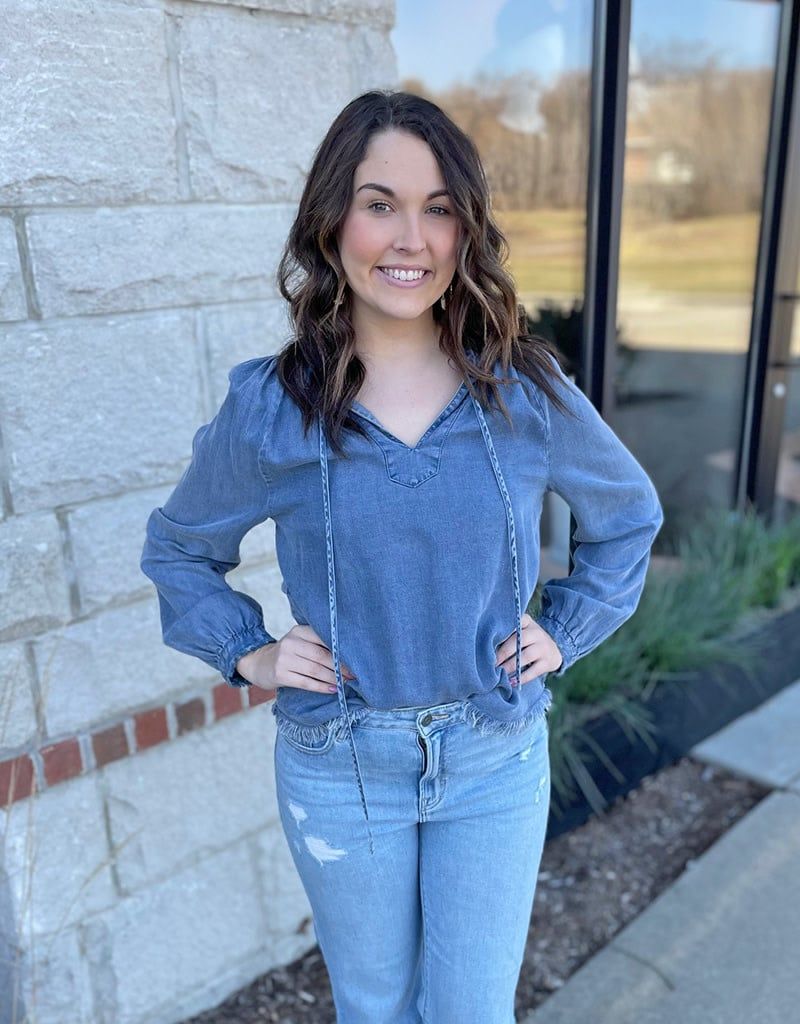 Malibu Yana Raw Hem Chambray Top