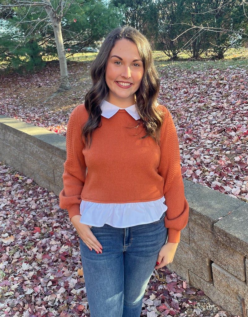 Rust Collared Detail Sweater