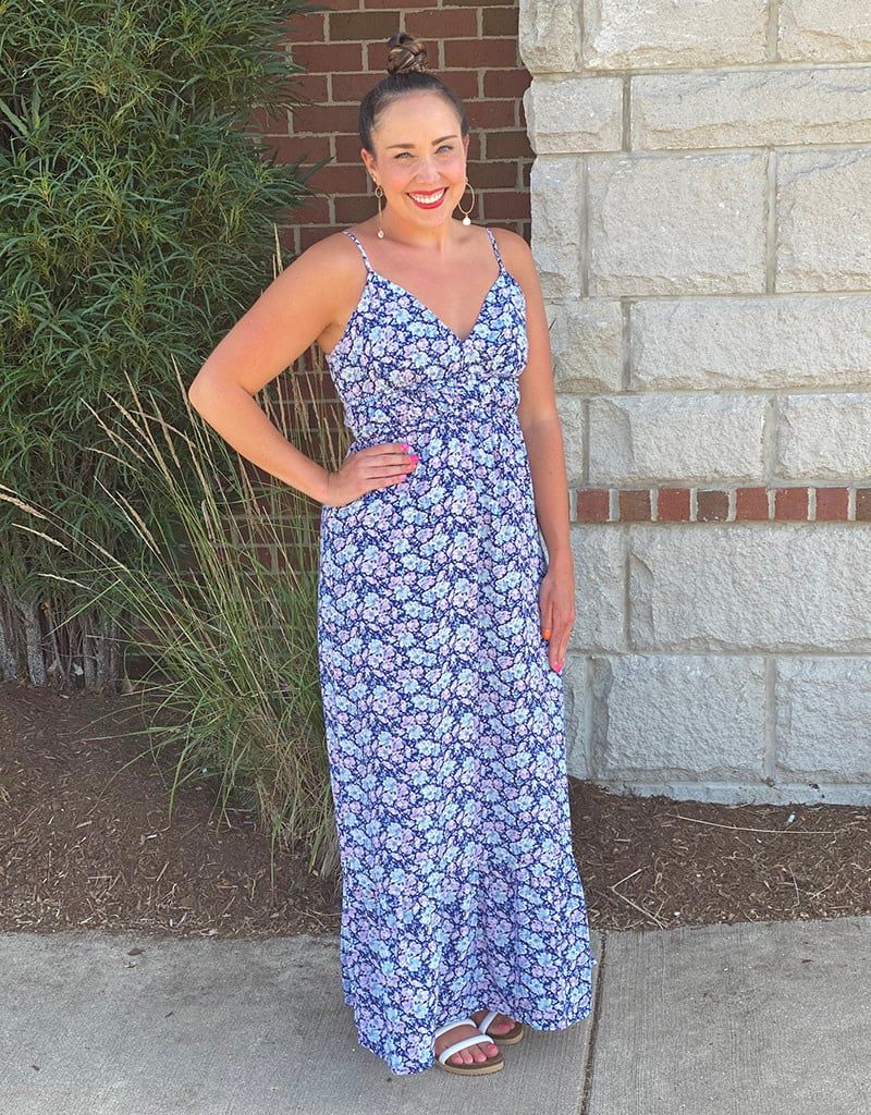 Navy Floral Twisted Back Maxi