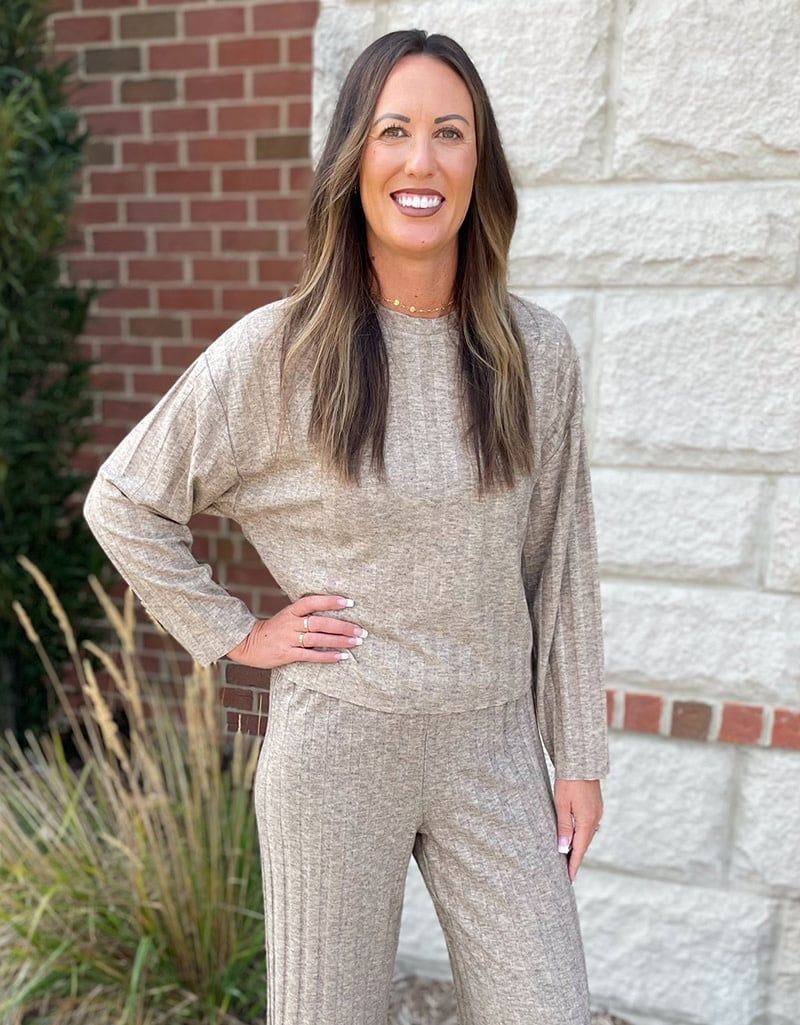Taupe Wide Ribbed Sweater Top