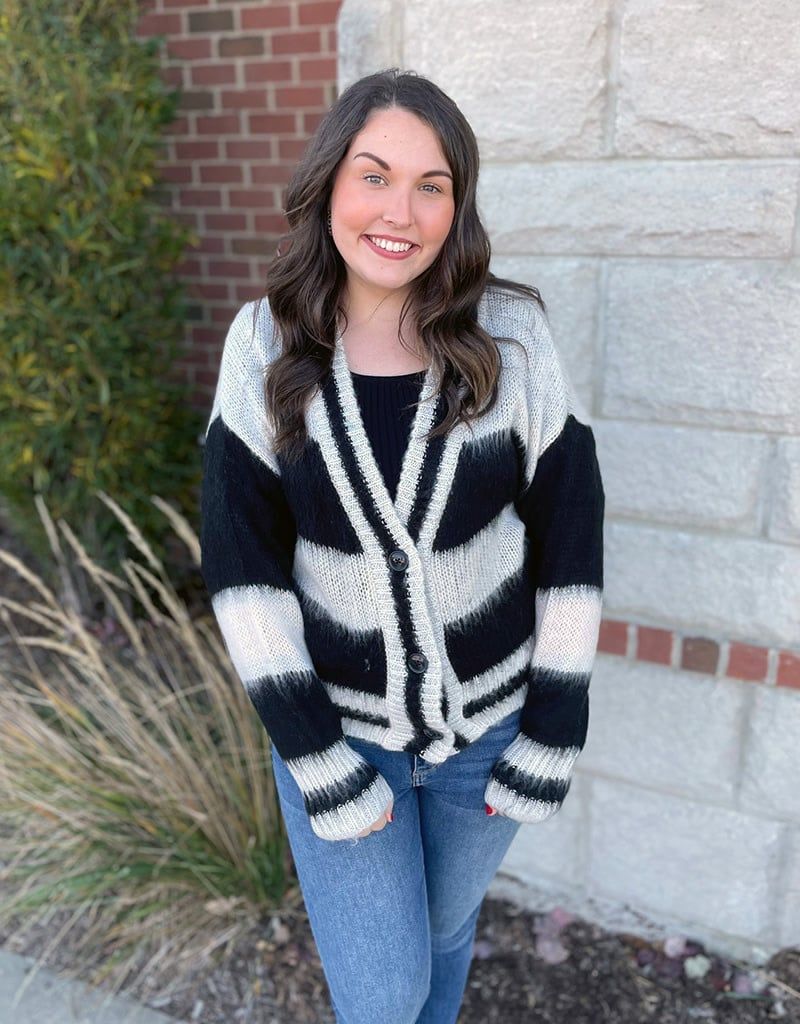 Black Stripe Becca Cardigan