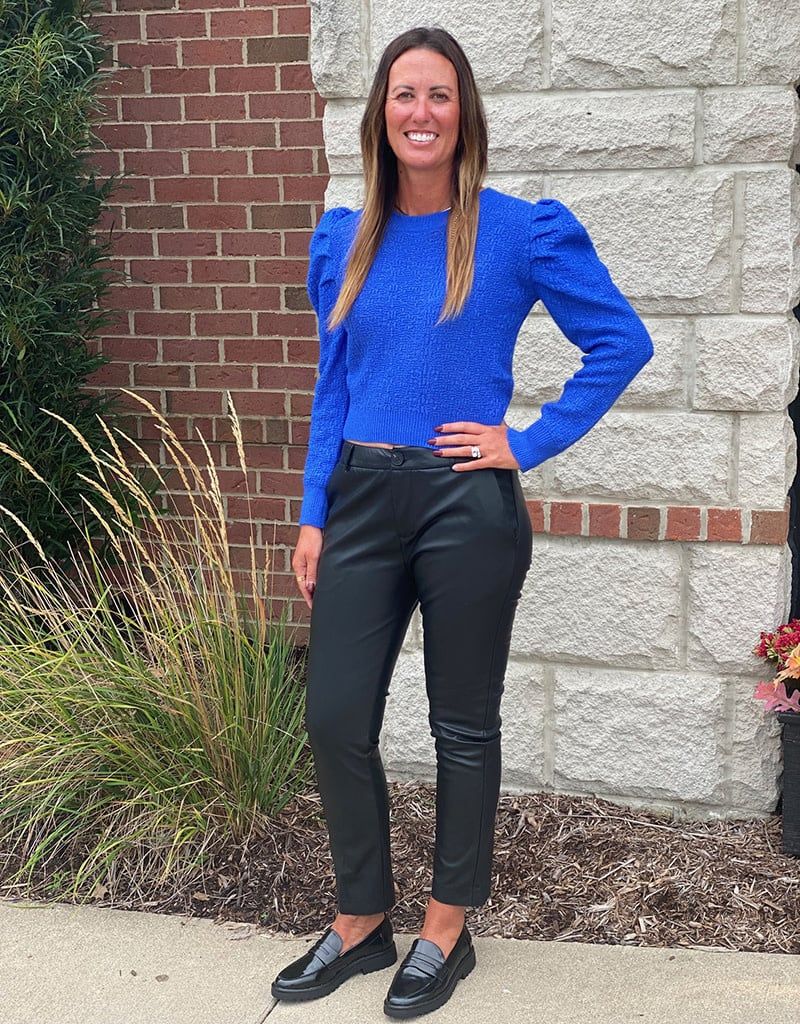 Black Pleather Straight Leg Pants