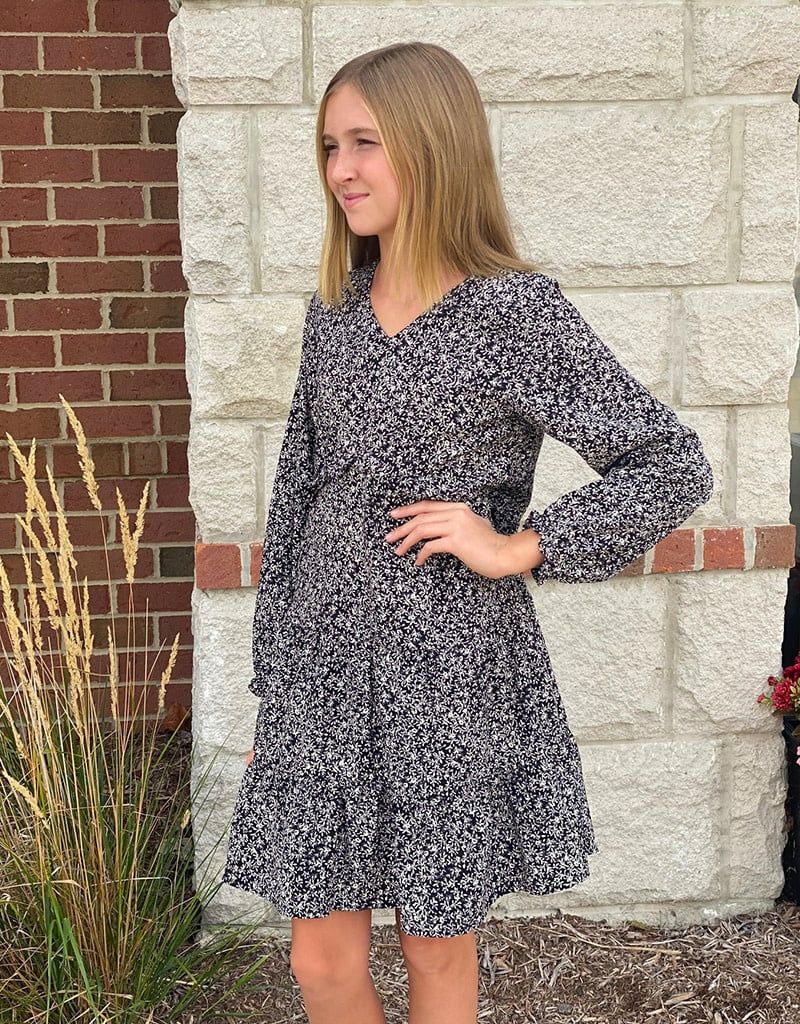 Black Daisy Print Dress