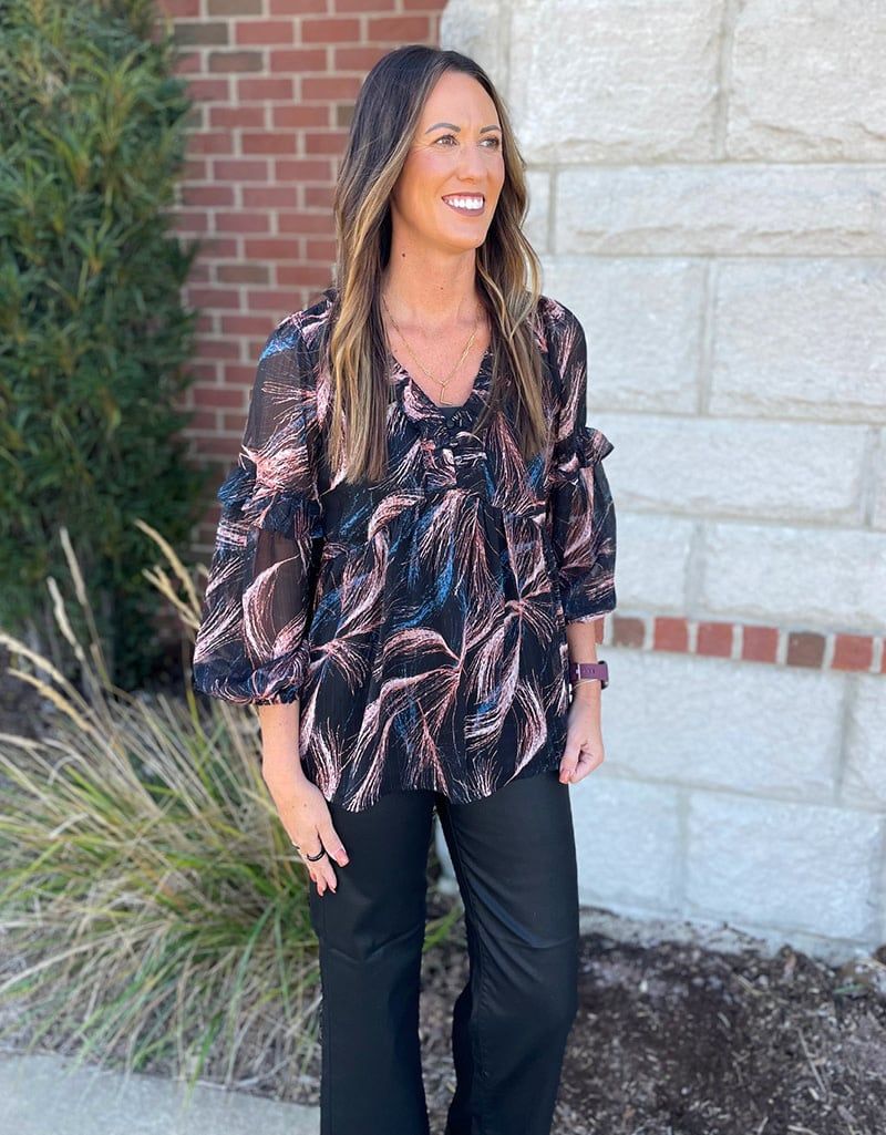 Black Print Lucie Blouse