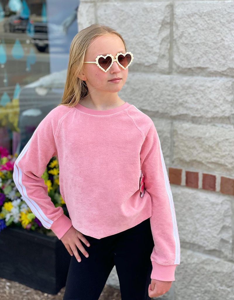 Pink Loop Terry Athletic Stripe Sweatshirt