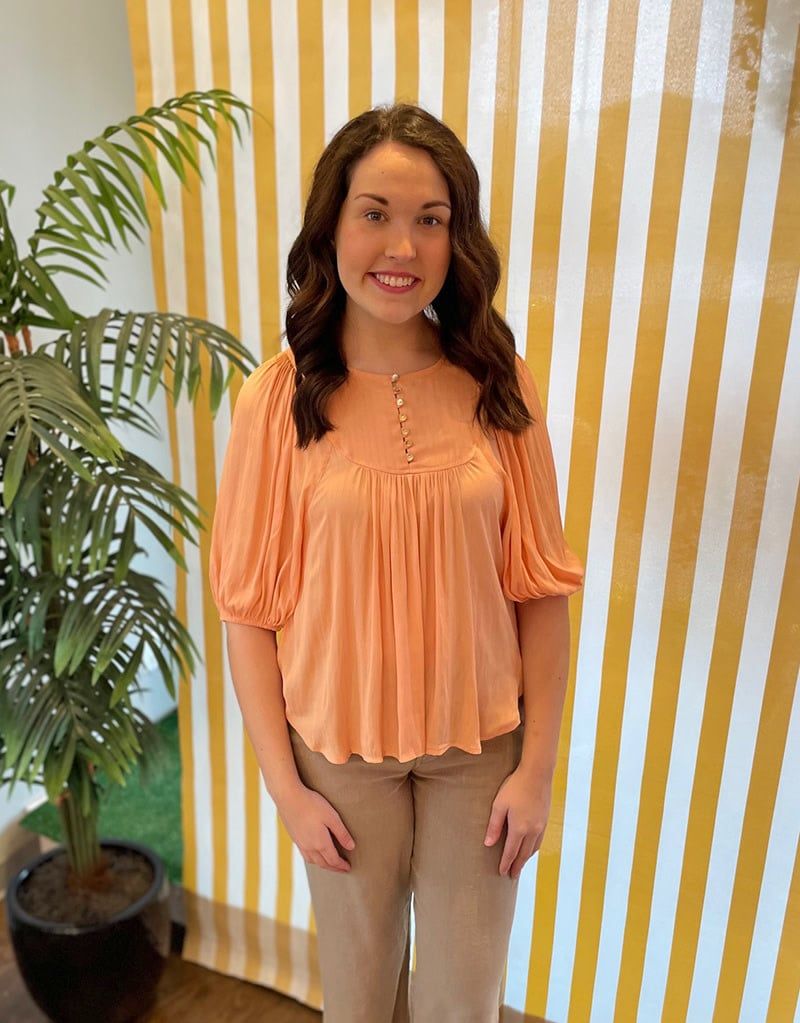 Bright Peach Henley Blouse