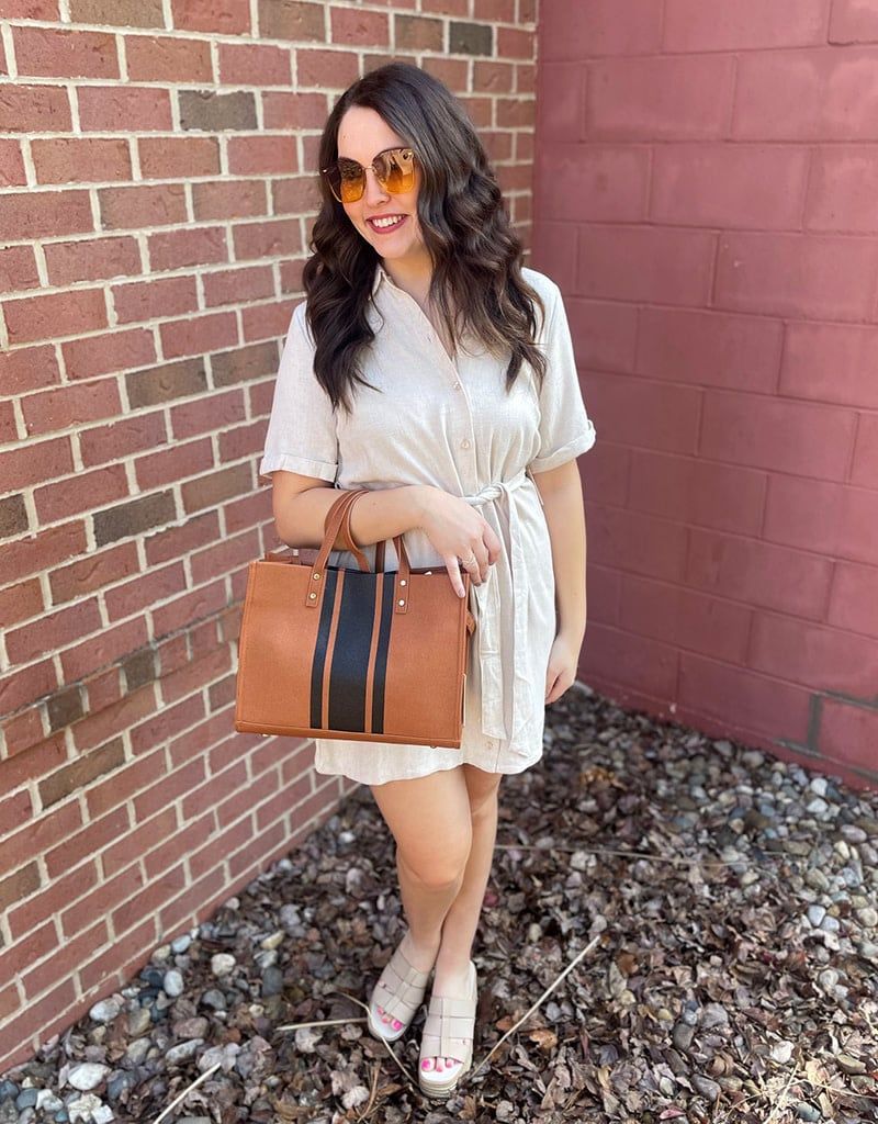 Wheat Belted Mini Shirt Dress