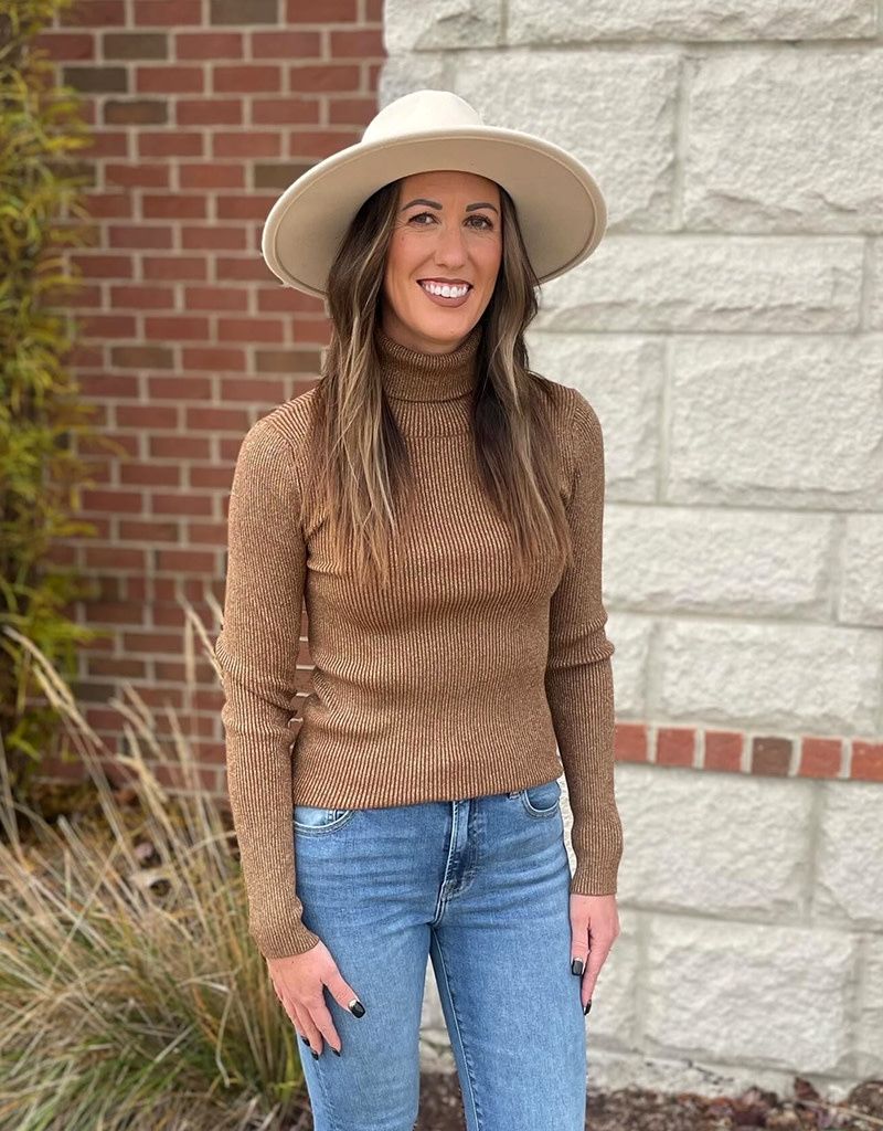 Taupe Metallic Turtleneck