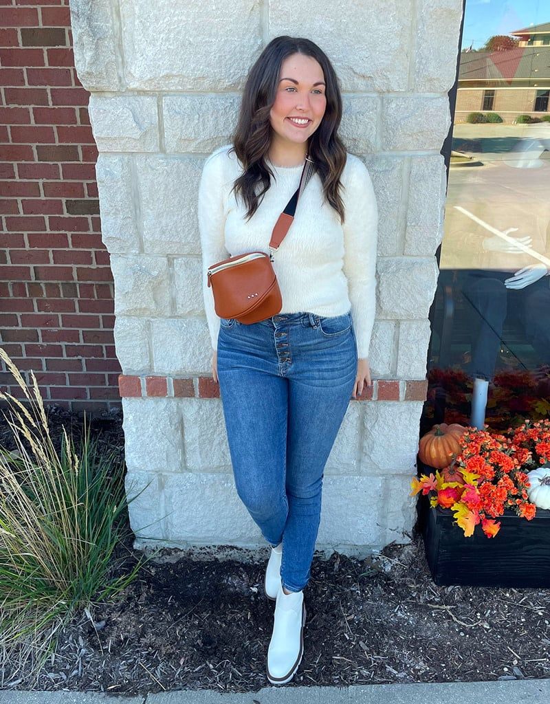 Cream Fuzzy Fitted Sweater