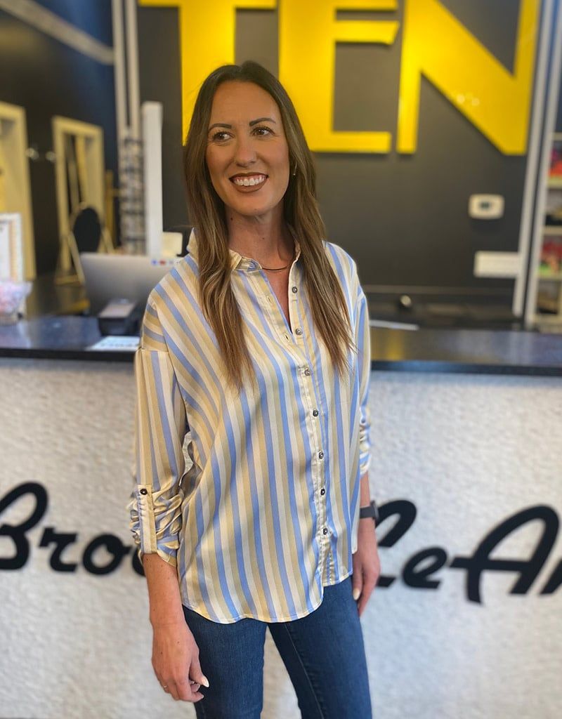 Chambray Stripe Button Up 