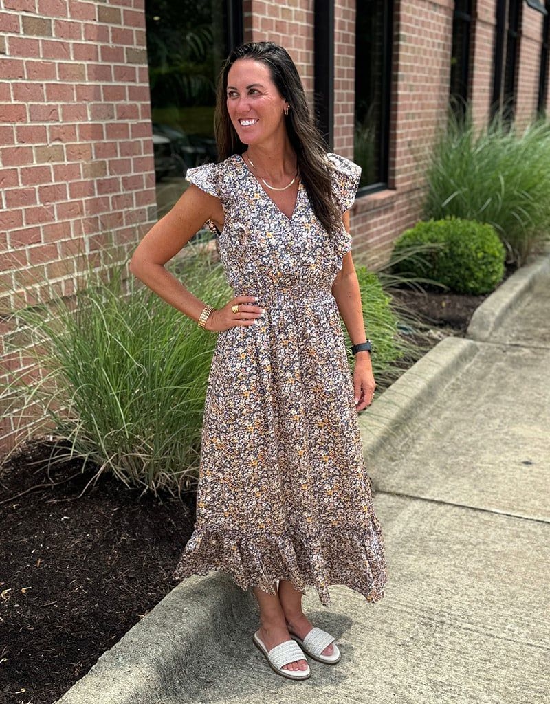 Indigo Satin Print Midi