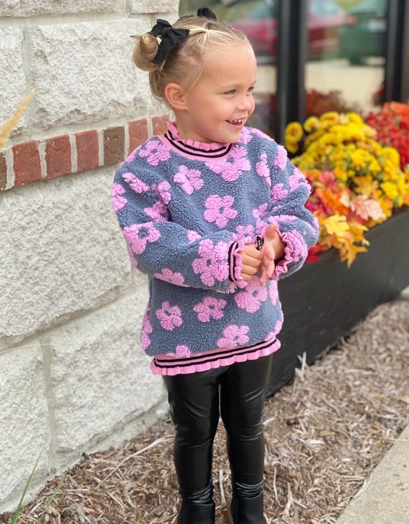 Pink Daisy Scalloped Sweater