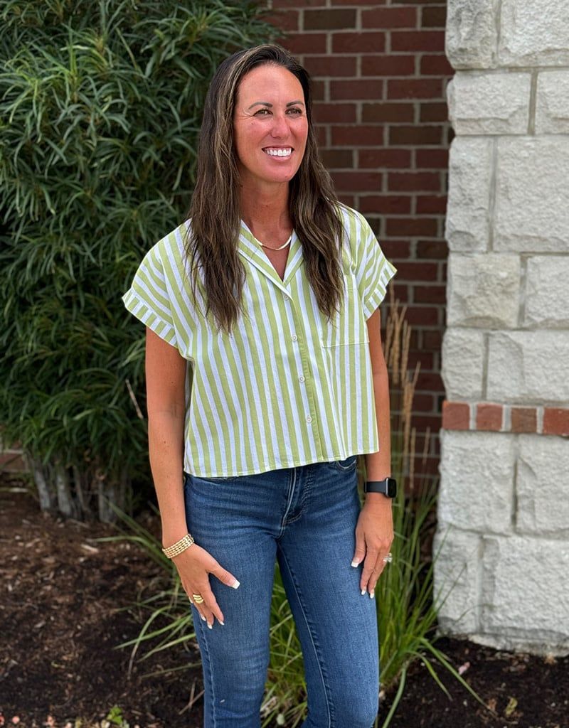 Citrine Stripe Button Down Top