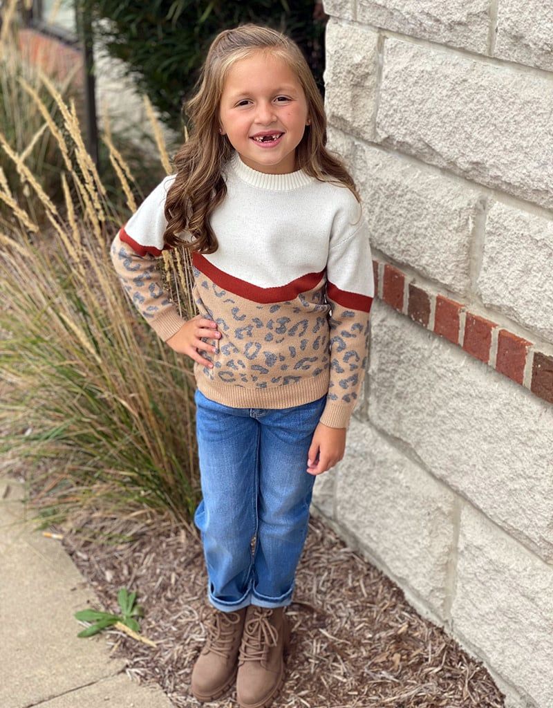 Rust Leopard Color Block Sweater