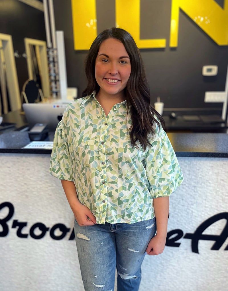 Green Geometric Print Blouse