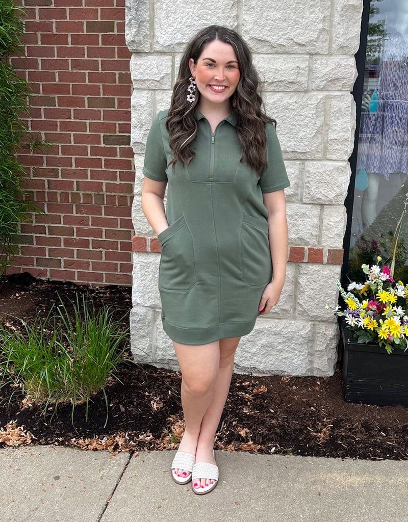 Olive Casual Short Sleeve Dress