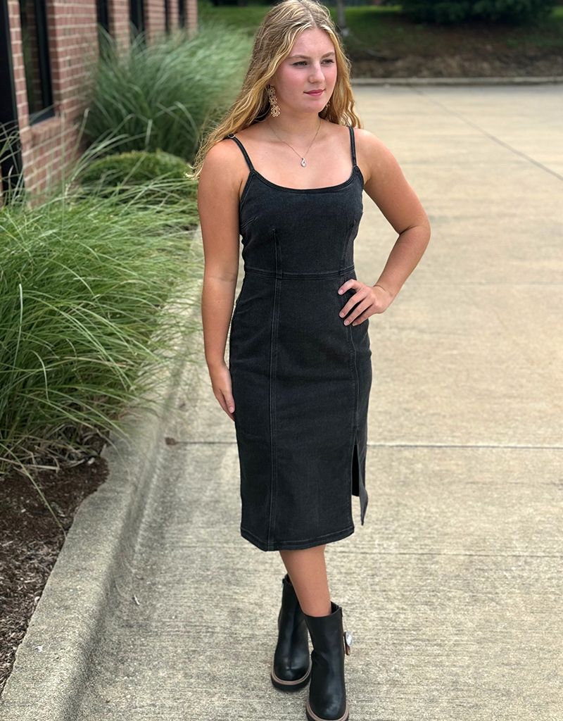 Washed Black Denim Giselle Dress