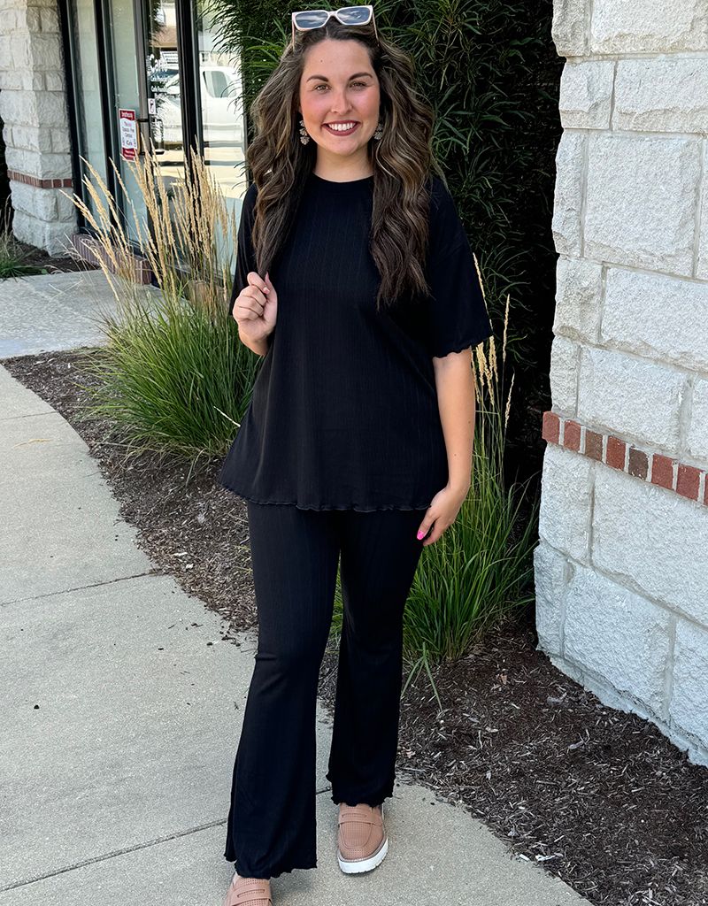 Black Ribbed Knit Set