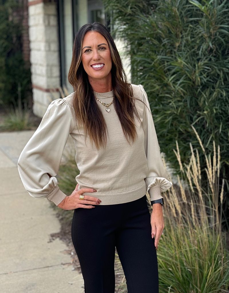 Beige Satin Combo Sweater
