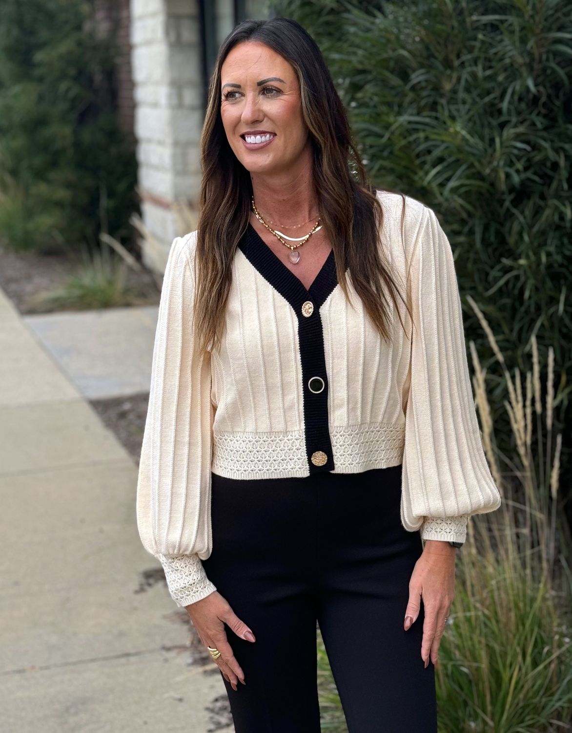 Cream Crochet Button Up Cardigan