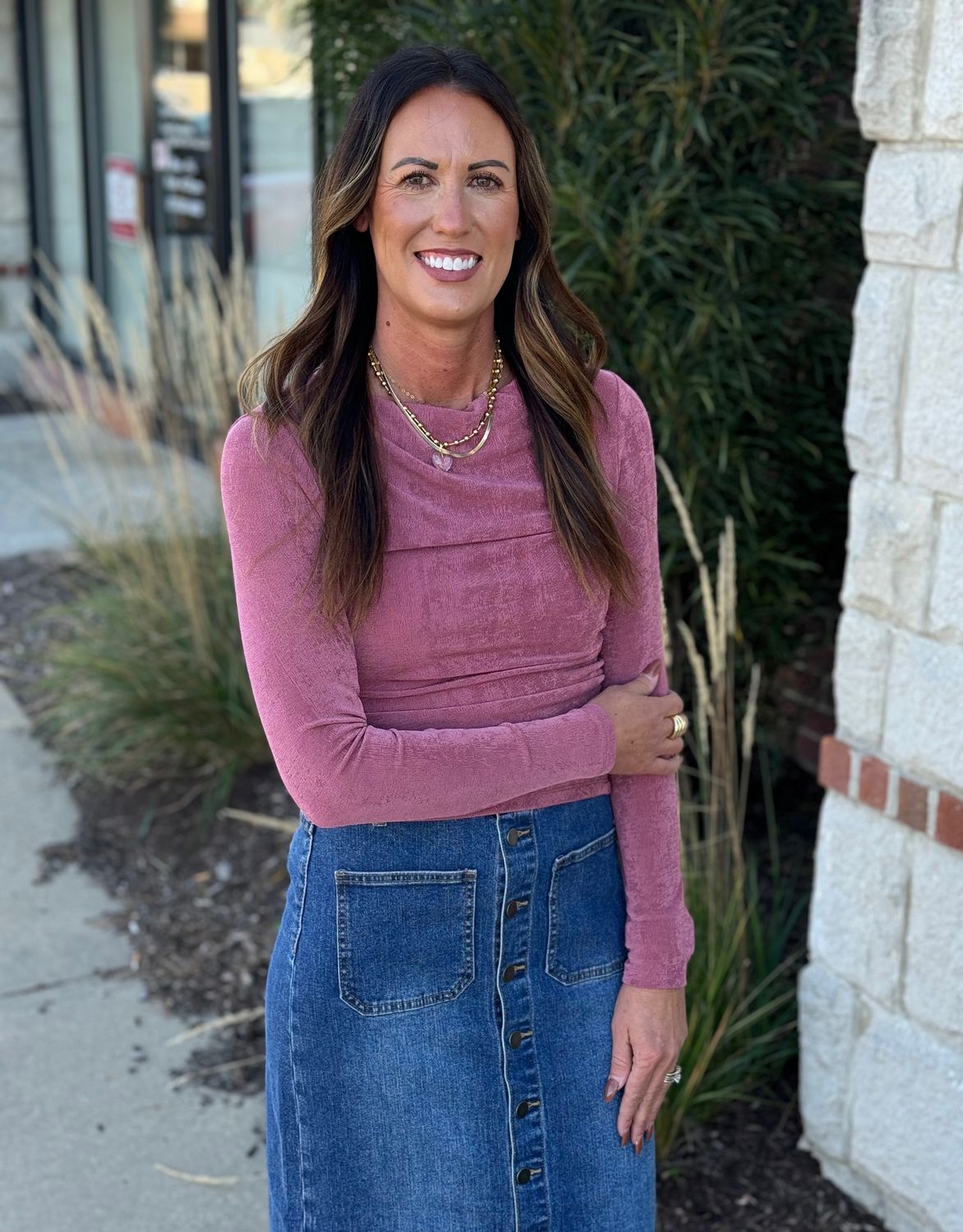 Dusty Rose Sheen Draped Top