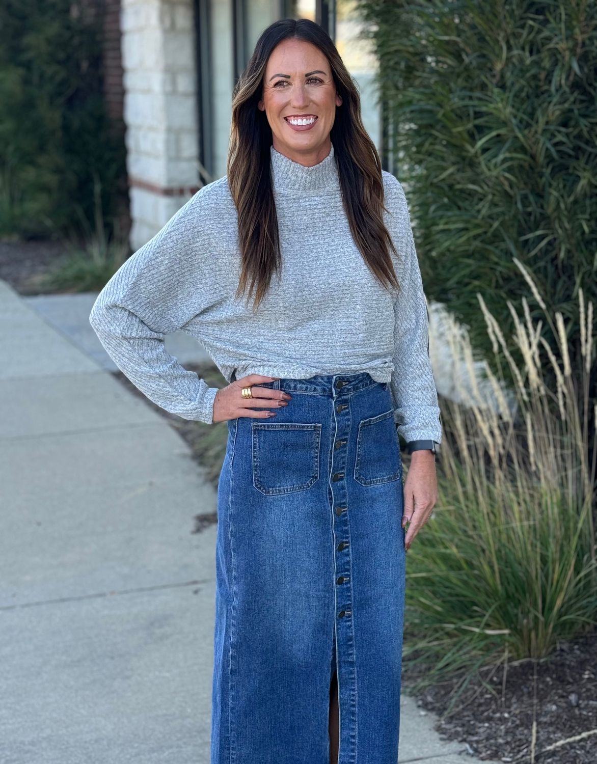 Light Heather Grey Ribbed Turtleneck top