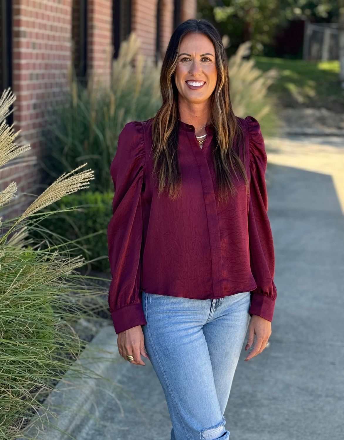 Plum Berry Lilliana Satin Blouse