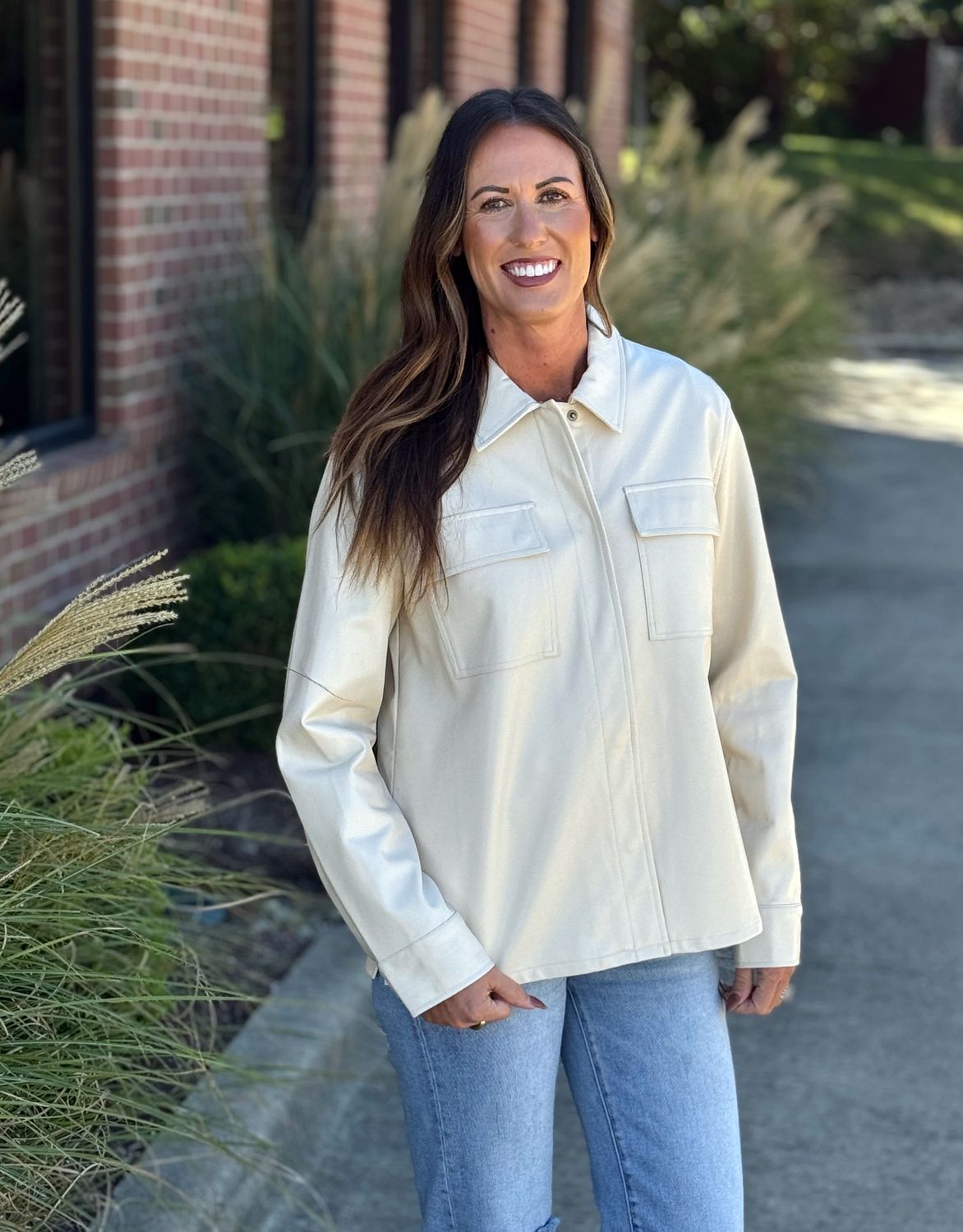 Oatmeal Pleather Shacket 