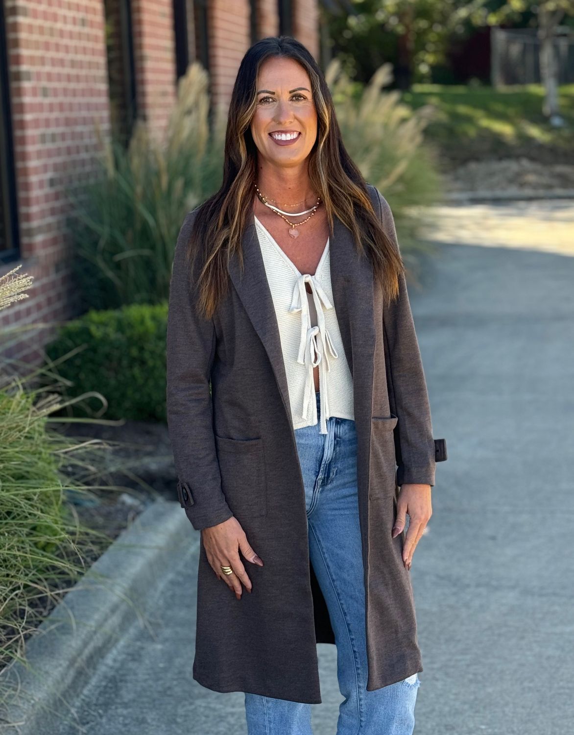 Deep Brown Heather Knit Blazer