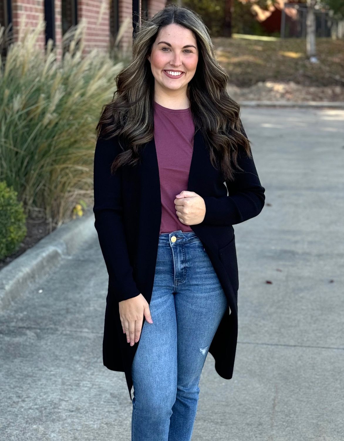 Black Longline Open Cardigan