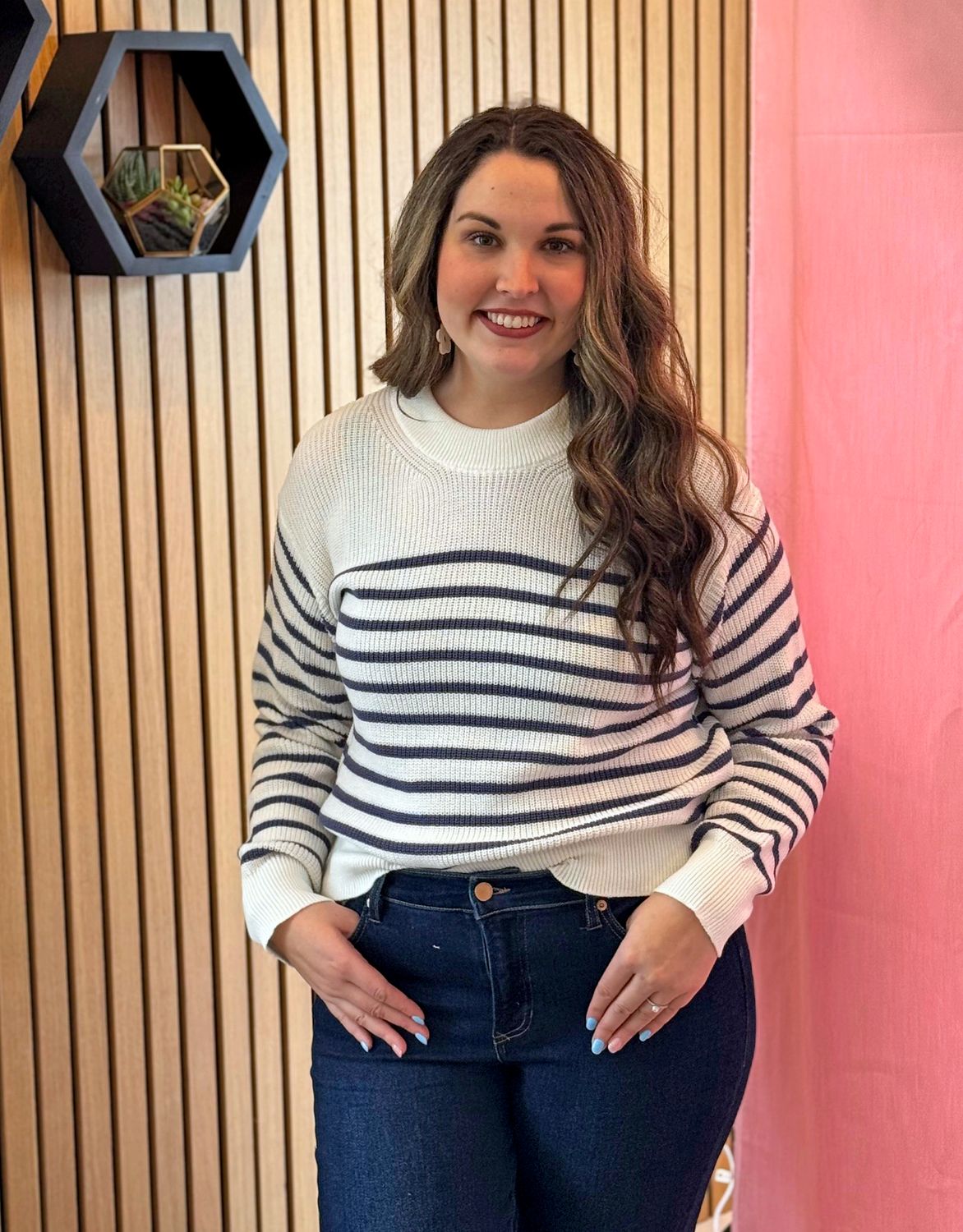 Dusty Blue Stripe Margot Sweater 