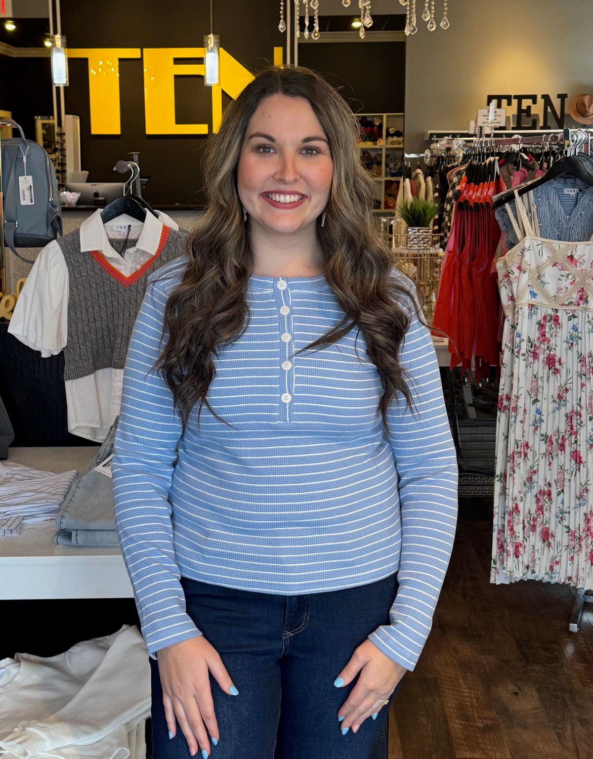 Periwinkle Waffle Knit Top