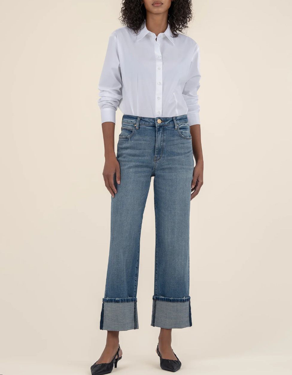 Sienna Cuddle High Rise Wide Leg Roll up Jean