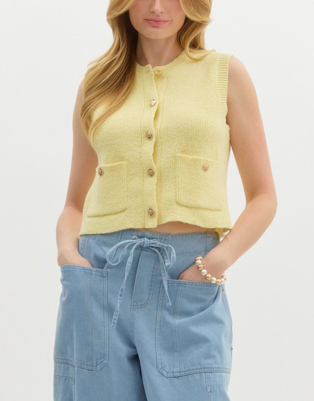 Lemon Button Sweater Vest