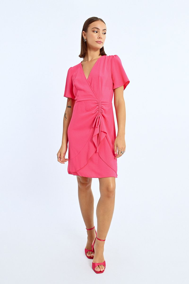 Fuchsia Ruching Detail Dress