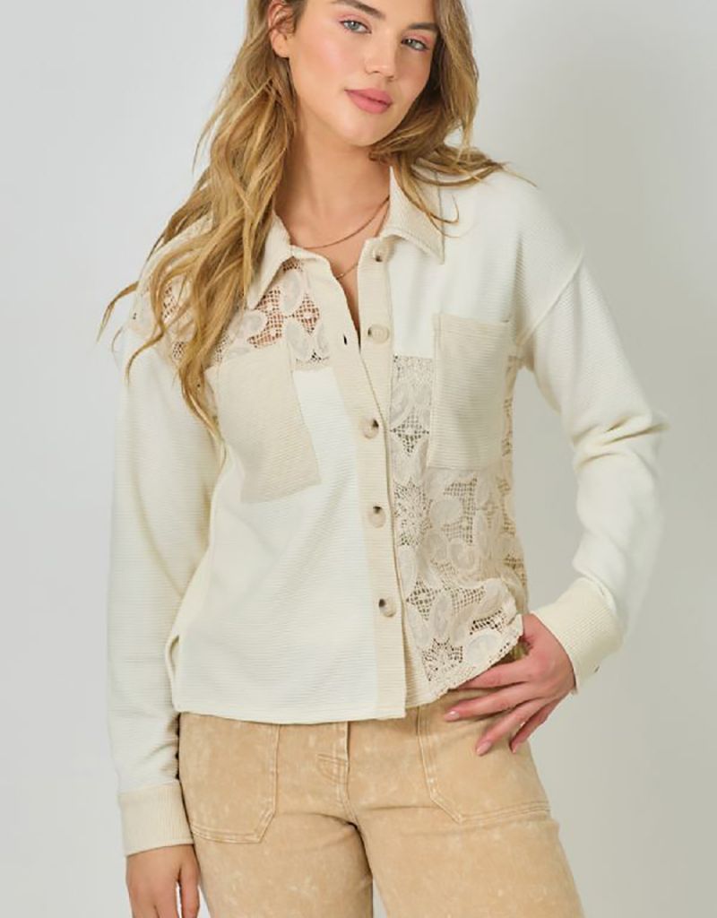 Ivory Crochet Mixed Shacket