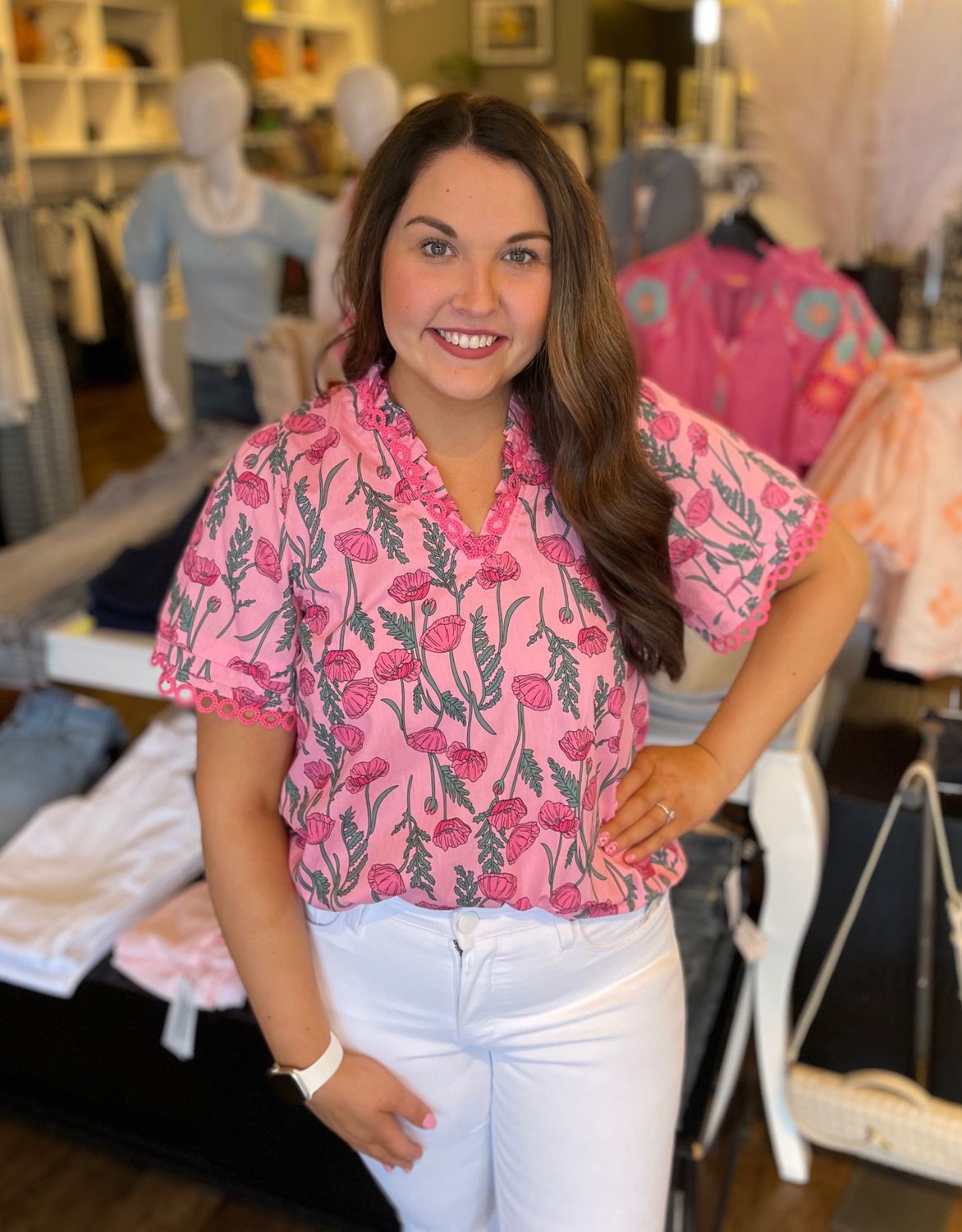 Pink Floral Print Top
