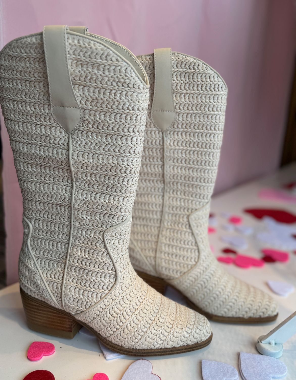 Bone Jenah Raffia Leather Boots